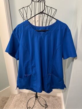 Cherokee Infinity Royal Blue 2X 2XL Round neck women’s scrub top 3 pocket